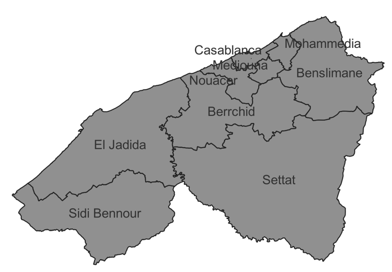 carte de la région casablanca